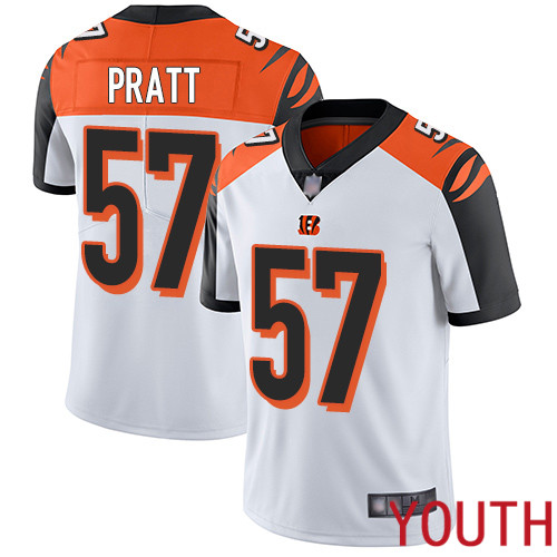 Cincinnati Bengals Limited White Youth Germaine Pratt Road Jersey NFL Footballl #57 Vapor Untouchable->youth nfl jersey->Youth Jersey